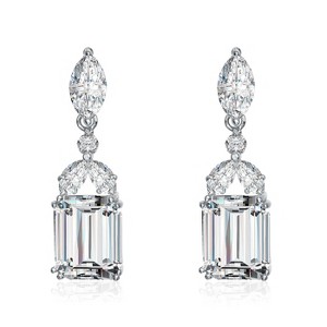 Guili Sterling Silver White Gold Plated Colored Cubic Zirconia Drop Earrings in Radiant, Sparkle, or Elegance Designs for a Vibrant, Timeless Glow - 1 of 3