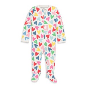 Primary Baby Organic Zip Footie In Rainbow Candy Hearts - 1 of 4