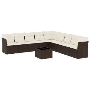 vidaXL Garden Sofa Set Black, Cream White - Brown and Cream With Table - 1 of 4