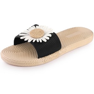 Allegra K Women's Espadrille Sunflower Decor Slip-on Strappy Beach Sandals - 1 of 4