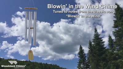 Silver Aluminum and Cherry Ash Wood Wind Chime, 34"
