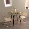 KWPZQEB Round Dining Table, Space Saving Circle Kitchen Table with Metal Legs for 2-4 people, Modern Dining Desk for Kitchen, Apartment, Brown - 2 of 4