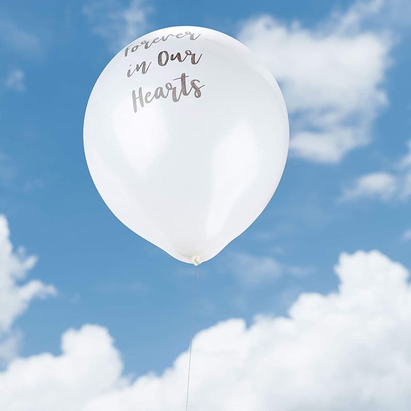 Juvale 30-Pack 12" Memorial Funerals Balloons Party Decorations, Forever in Our Hearts for Memorials, 3 of 6