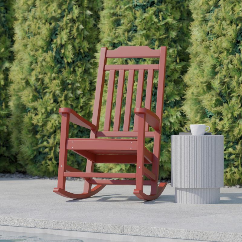 Flash Furniture Winston All-Weather Poly Resin Wood Rocking Chair, 6 of 13