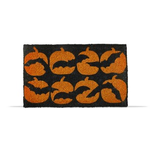 Tag 1'6" x 2'6"  Bats And Pumpkins Coir Mat Rectangle Indoor and Outdoor Coir Door Welcome Mat - 1 of 3