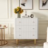 Syemin Decorative Storage Cabinets, Four-Door Cabinet with Three Drawers, Dresser with Grooved Texture for Living Room, Wardrobe, - 4 of 4