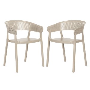 WestinTrends Playa Outdoor Modern Stackable Plastic Resin Patio Dining Armchair (Set of 2) - 1 of 4
