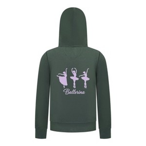 Everyday Kids Ballerina Girls Zip Up Hoodie – Purple Dancer Silhouette Ballet Sweatshirt - 1 of 4