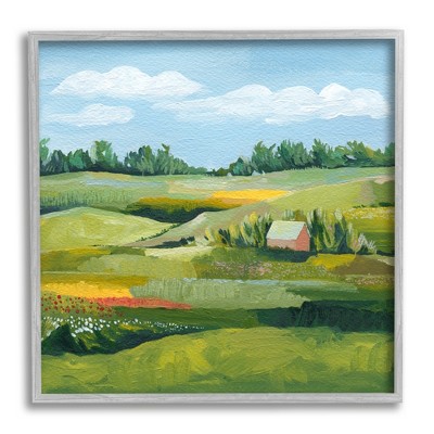 Stupell Industries Peaceful Farmland Fields Greenery Framed Giclee Art