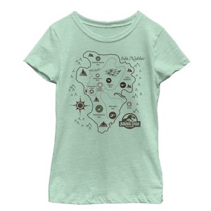 Girl's Jurassic Park Isla Nublar Map T-Shirt - 1 of 3