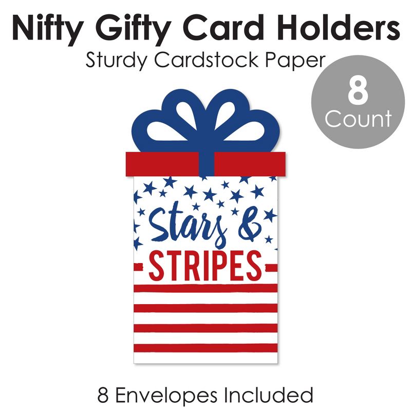 Big Dot of Happiness Stars & Stripes - Patriotic Party Money and Gift Card Sleeves - Nifty Gifty Card Holders - Set of 8, 5 of 9