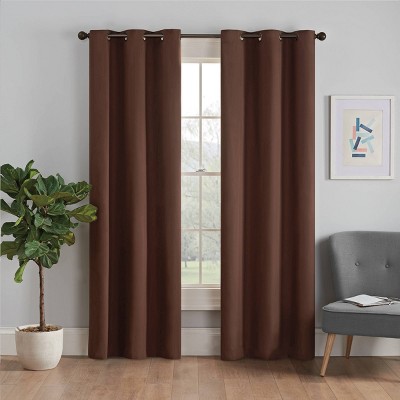 Image of 1pc 42"x63" Blackout Thermaback Microfiber Window Curtain Panel Brown - Eclipse