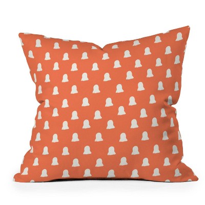 16"x16" Allyson Johnson Cute Ghosts Halloween Square Throw Pillow Orange - Deny Designs