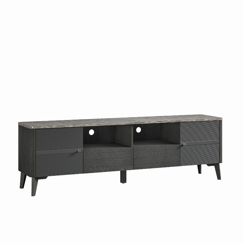 70&#34; Modern Storage TV Stand Cabinet Features Premium Faux Marble Countertop TVs up 75&#34; - Festivo, 4 of 11