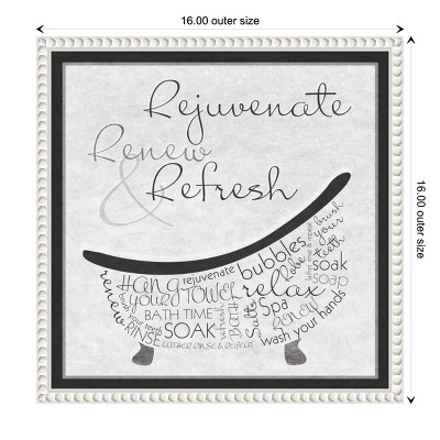 Rejuvenate Renew Refresh Beaded White Canvas Wall Art