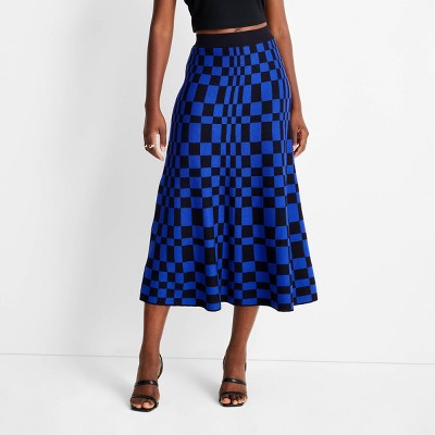 Women's Sweater Midi Skirt - Future Collective™ with Kahlana Barfield Brown Black/Blue Geometric