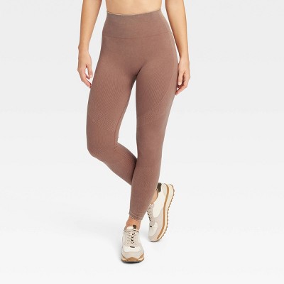 Women's High-Rise Ribbed Seamless 7/8 Leggings - JoyLab