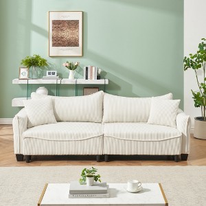SKRAN Corduroy Fabric Convertible Sofa - Multifunctional Furniture with Two Throw Pillows for Living Rooms & Versatile Spaces - 1 of 4