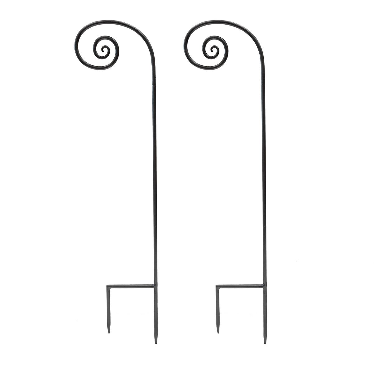 ACHLA Designs 2pc Fiddlehead Poles Wrought Iron Bird Bath Stand