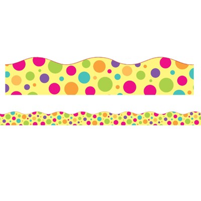 Charles Leonard Magnetic Scallop Borders/Trims, 1.5" x 24", Colorful Dot Theme, Pack of 12 (Pack of 2)