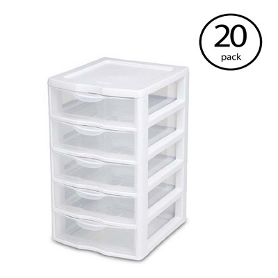 Sterilite 20758004 Clearview Small 5 Drawer Desktop Storage Unit White (20 Pack)