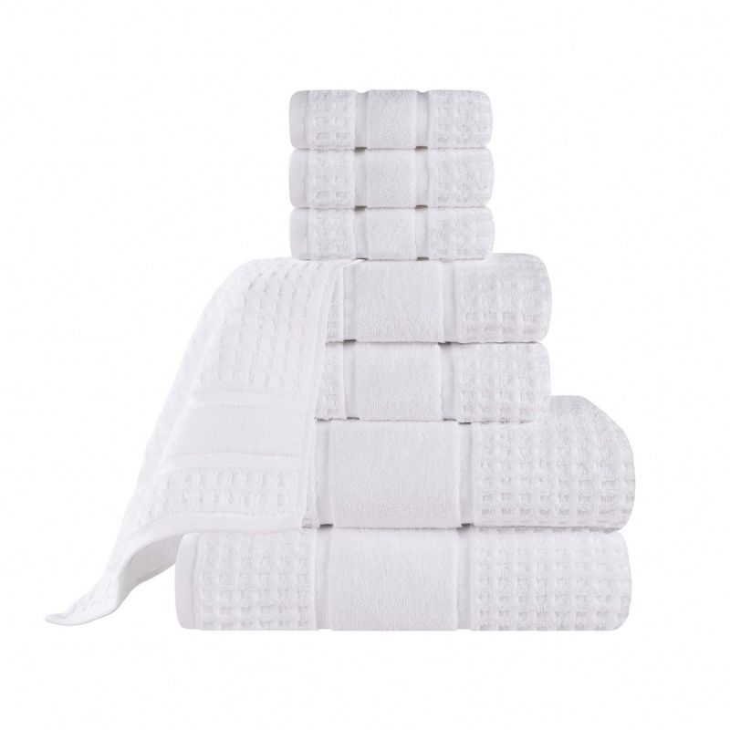 Zero Twist Cotton Waffle Honeycomb Medium Weight 8 Piece Bathroom Towel Set by Blue Nile Mills, 1 of 10