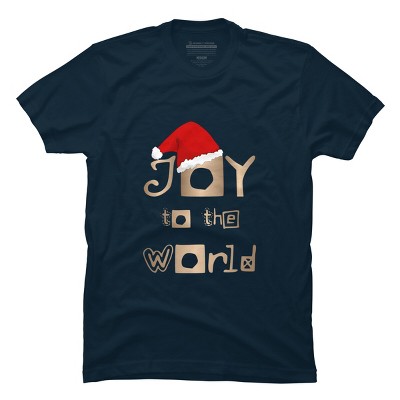 Men's Design By Humans Christmas Design - Joy to the World in Gold Design and Red By SimplyDesign T-Shirt