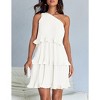 Womens Summer Dress Asymmetric Dresses Sleeveless Ruffle Tiered Layered Chiffon Pleated A Line Swing Mini Dress Night Date Outfits - 4 of 4