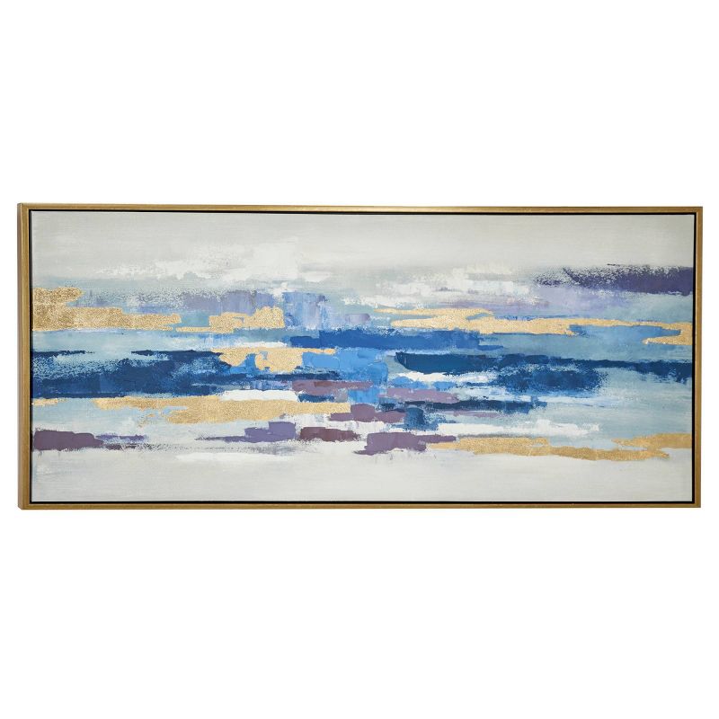 Modern Polystone Abstract Framed Wall Art with Gold Frame Blue - Olivia &#38; May, 1 of 21