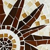 Teal Island Designs Modern Black Round Outdoor Accent Side Table 14" Wide Brown Sunburst Mosaic Tabletop for Front Porch Patio House - 3 of 4