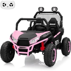 24V 2-Seater Kids Ride On UTV Truck, 400W Electric Car w/ Remote, LED Lights, Bluetooth, Spring Suspension & 2 Speeds - 1 of 4
