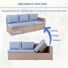 Sapphtopaz Patio Furniture Set Rattan Loveseat Sectional Lounge Couch with Cushions and Ottoman Rectangular Coffee Table for Backyard, Terrace - 2 of 4
