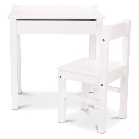 Melissa Doug Wooden Child S Lift Top Desk And Chair White