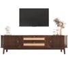 TIRAMISUBEST Mid Century Modern TV Stand 80 Inch Rattan Sliding Doors Drawers Solid Wood Legs Waterproof Storage Living Room Bedroom - 3 of 4
