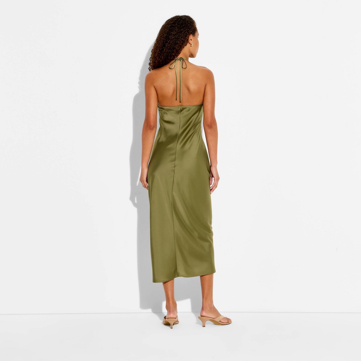 Женские платья Wild Fable Women's Satin Halter Maxi Dress - Wild Fable™ Green S — фото 3