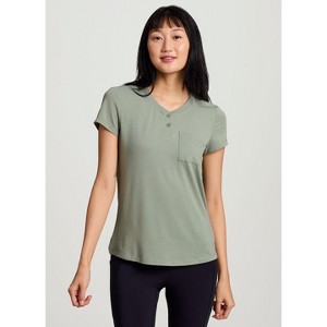 Avalanche Women's Hiking Tee Recycled Blend Quick Drying Short Sleeve Henley with Chest Pocket - 1 of 4