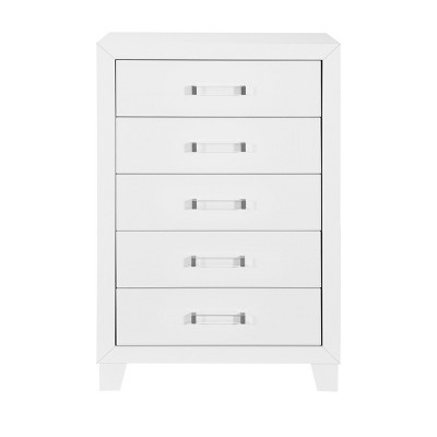 NicBex 5 Drawer Dresser for Bedroom,Modern Chest of Drawers with Acrylic Handles for Living Room,Entryway,White