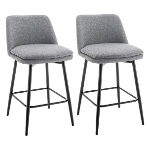 DSVIMOY Counter and Bar Stool Set of 2 Swivel Barstools with Metal Legs and Linen Upholstery for Kitchen, Gray, 26.4"*14.96"*23.6" - 1 of 4