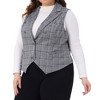 Agnes Orinda Women's Plus Size Checkered Vintage Plaid Steampunk Sleeveless Button Down Office Work Vest with Pocket - 2 of 4