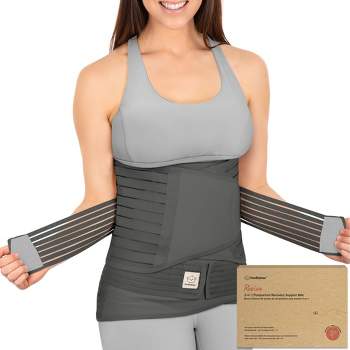 Revive 3 in 1 Postpartum Belly Band Wrap, Post Partum Recovery, Postpartum Waist Binder Shapewear (Mystic Gray, Medium/Large)