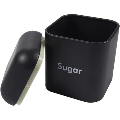 Set of 2 Black Stainless Steel Flour and Sugar Canisters