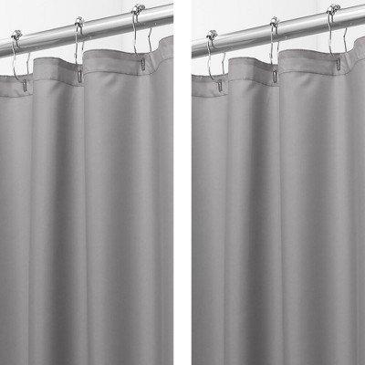 iDesign Solid Polyester Shower Curtain - 72" x 72" - Set of 2 - Gray