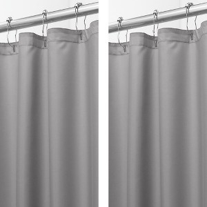 iDesign Solid Polyester Shower Curtain - 72" x 72" - Set of 2 - Gray - 1 of 4
