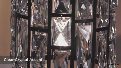 Modern Crystal and Black Metal Mini Drum Pendant Light