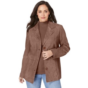 Jessica London Women's Plus Size Suede Blazer - 1 of 4