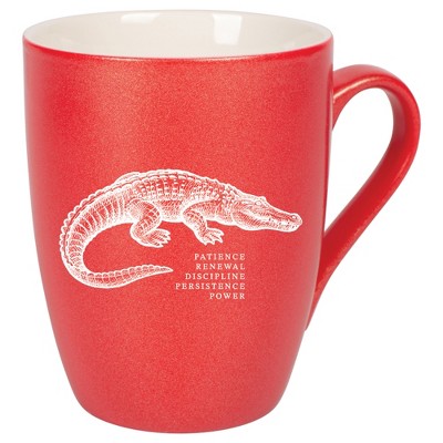 Elanze Designs 10 Ounce Ceramic Decorative Laser Engraved Giftable Novelty Tea Coffee Cup Mug Crimson Red Alligator Patience Renewal Discipline