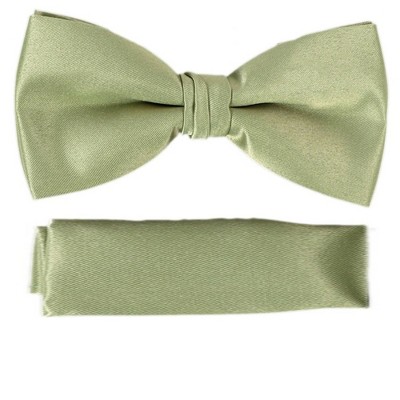 New Men's Solid Pre Tied Bow Tie and Hanky Set