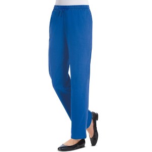 Collections Etc Elastic Waistband with Side Pockets Cotton Knit Pants - 1 of 4