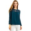 INSPIRE CHIC Women's Elegant Lace Sleeve Scalloped Trim Summer Casual Chiffon Blouse - 3 of 4
