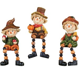 Collections Etc Hand-Painted 3-Piece Fall Straw Scarecrow Sitter Figurines 2.25 X 2 X 6.5 Brown - 1 of 2